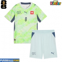 Schweiz Remo Freuler #8 Auswärts Trikotsatz Kinder EM 2024 Kurzarm (+ Kurze Hosen)